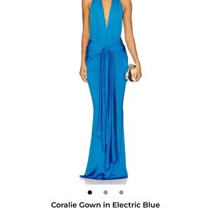 Lovers + Friends Satin Blue Halter Dress